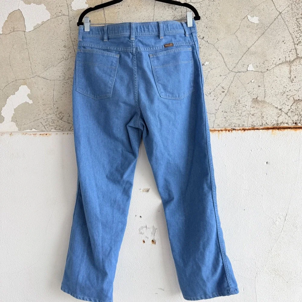 Vtg 70s Wrangler Jeans Western Rancher Pants Made in USA Blue Trousers 36 x‎ 29
